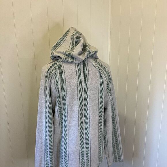 Brooklyn Cloth Company Men’s Medium Grey Striped Baja Surf Hoodie Sweatshirt - Picture 9 of 15